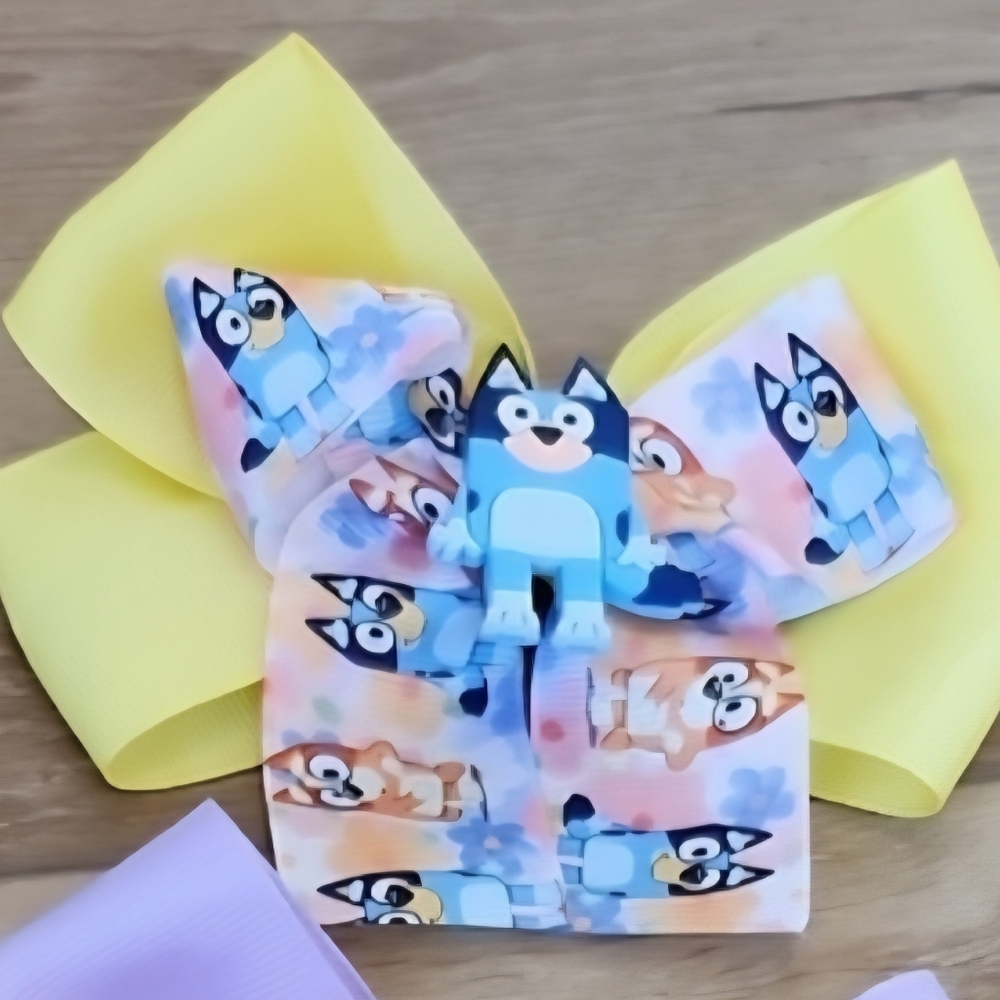 Yellow Bluey Hair Bow